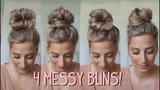 1 Minute EASY Everyday Messy Bun Hairstyle  Simple Bun Hair Tutorial for  Medium hair  YouTube