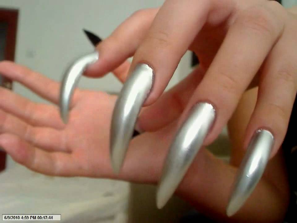 silver pointed nails - YouTube