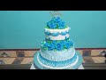 Kue pengantin biru 2 tingkat | Weddingcake 2 tiers with blue roses