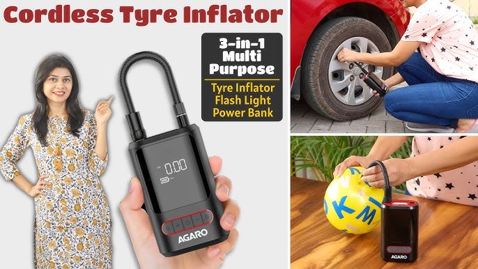 AGARO Force Analog tyre inflator with Emergency Light, 150 watts