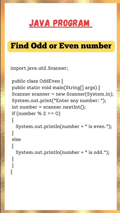 Java program to Find Odd or Even number #java #javaprogramming # ...