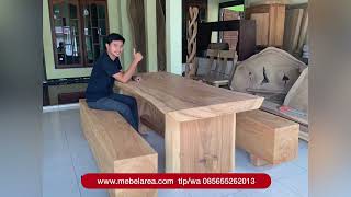 Jual Set Meja Makan Trembesi Natural Produk Asli Furniture Jepara @MEBELAREAJEPARA