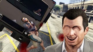 Michael got roughed up by a car, it was a bit brutal！In traffic at a speed of 9999999! - GTA5