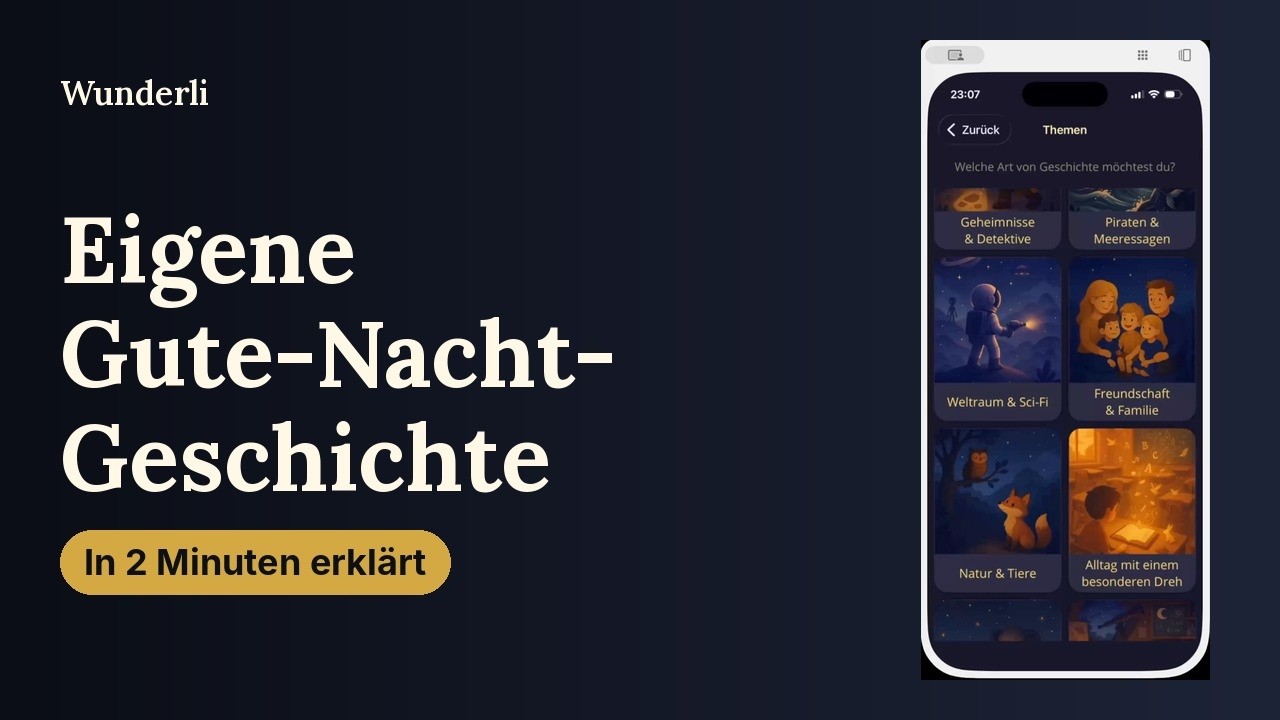 Eigene Gute-Nacht-Geschichte erstellen: Wunderli Schritt für Schritt (2 Min.)