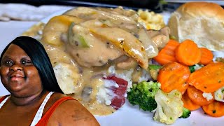 VLOG |CREAMY CHICKEN, MASHED POTATOES, MAC AND CHEESE, AND VEGETABLES | COOK WITH ME !