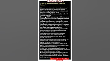 What are Salesforce Automation testing Best practices? #salesforcefighters #jobinterview