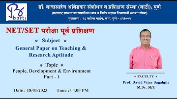 BARTI - NET/SET - People, Development and Environment Part : 1 By Prof. David Sagalgile