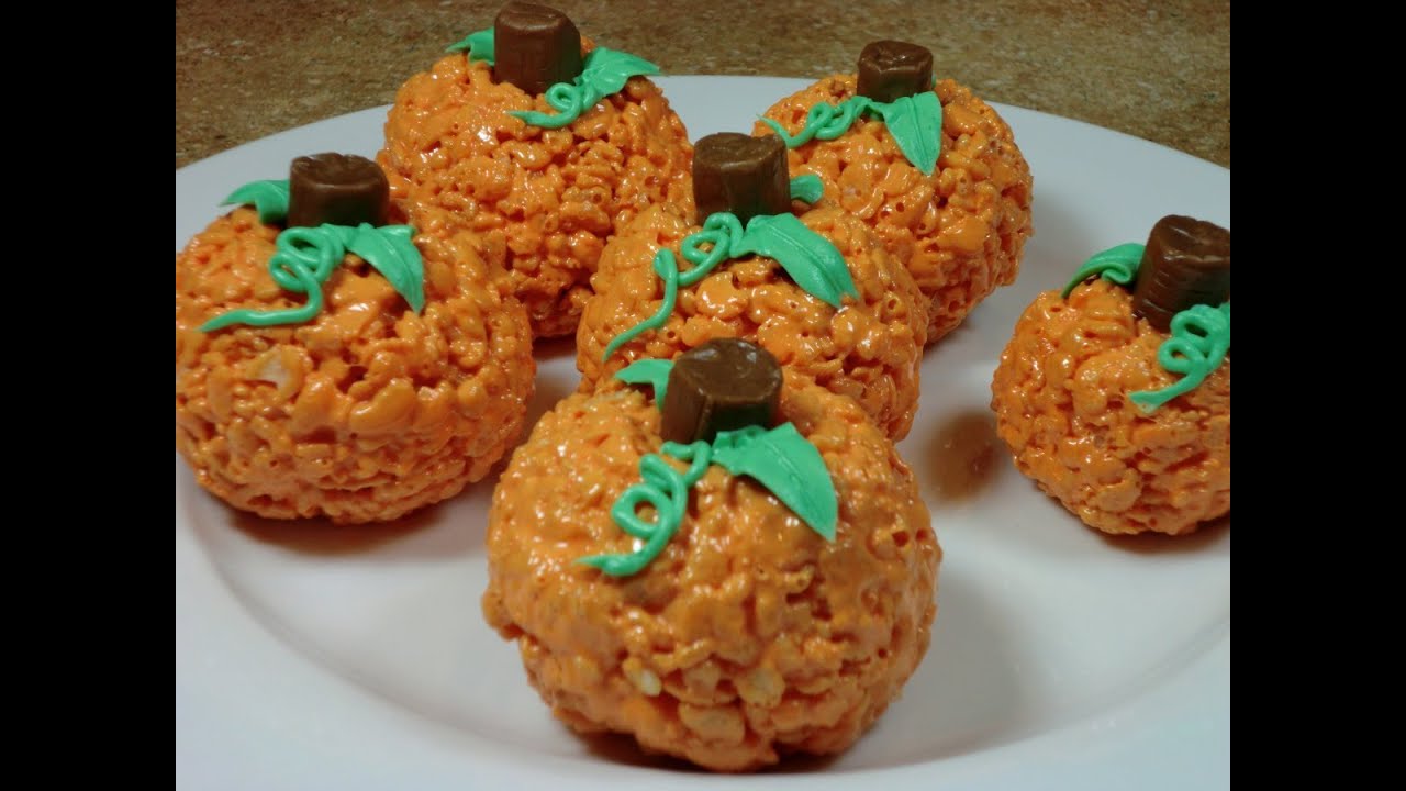 rice krispy treat pumpkins