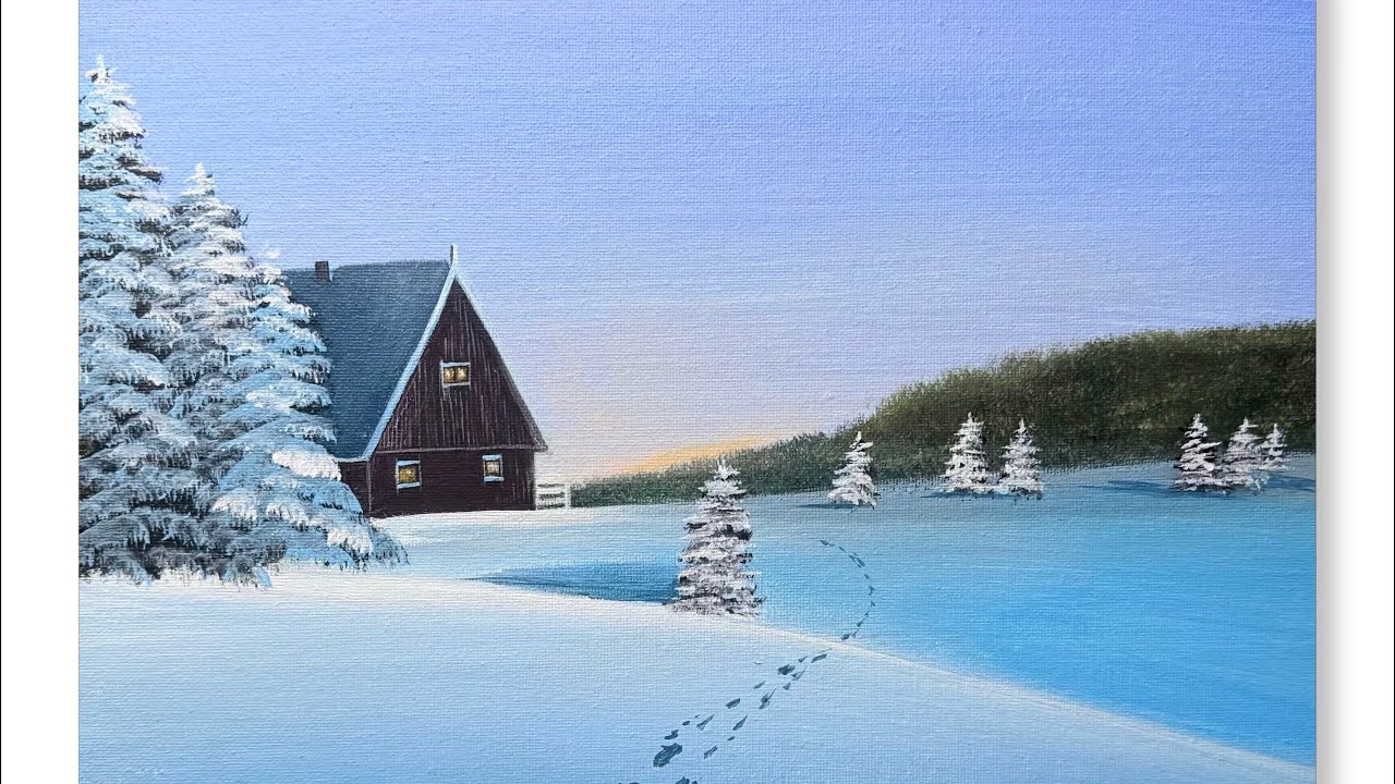怎么画雪景#art #acrylicpainting #acrylicpaintingforbeginners #简单