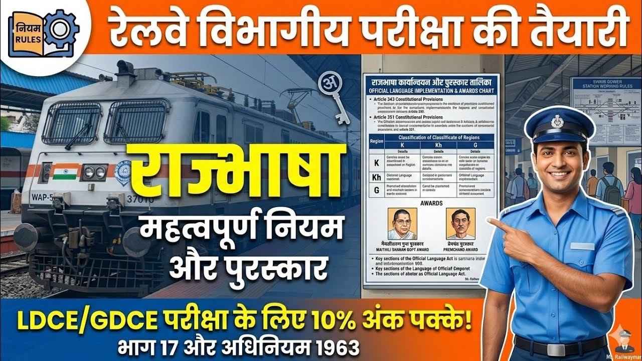 राजभाषा के महत्वपूर्ण नियम और संवैधानिक प्रावधान#railway #railwayexam #indianrailways #gk #ldce 