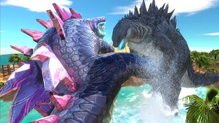Aquatic Mayhem: Sharkzilla vs. Evolved Sharkjira!  Animal Revolt Battle Simulator