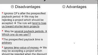 (11 of 20) Ch.9 - The Payback approach: pros & cons