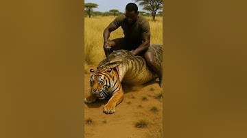 Will the man manage to save the tiger from the snake? 👨🐅🐍❓ 남자가 표범을 뱀에게서 구해낼 수 있을까요? #rescue
