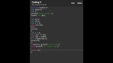 Program to find given number is Armstrong or not in C 🥰 #armstrong  #coding #shorts