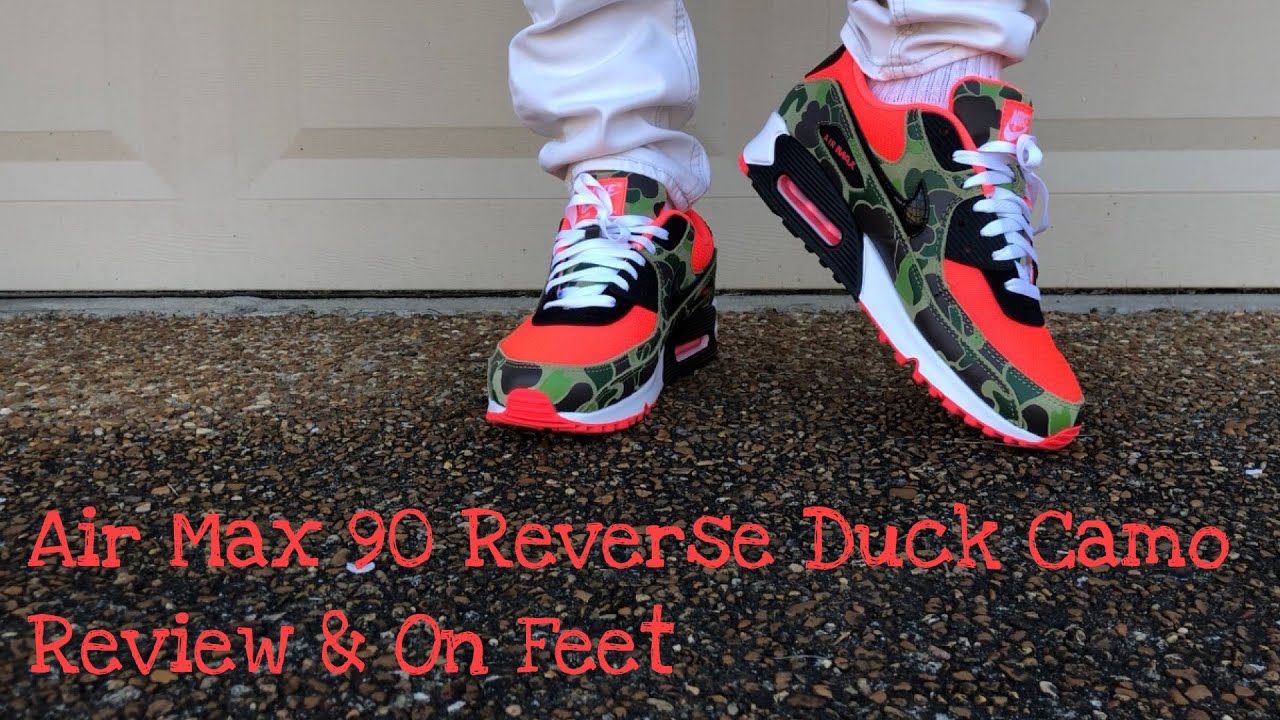 reverse duck camo air max 90 on feet