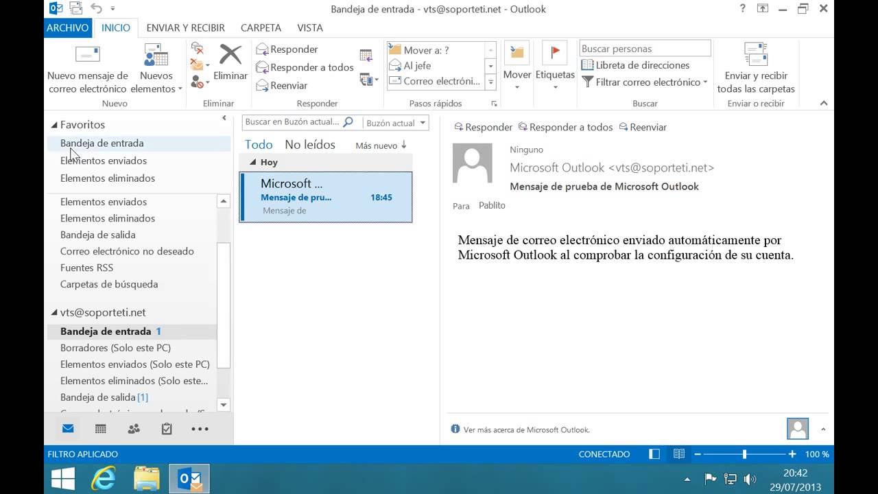 Por que no puedo enviar correos desde outlook