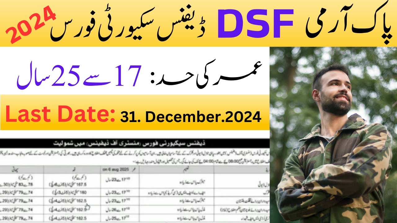 Pakistan Army Defence Security Force (DSF) 2024 | Apply Online ...