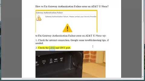 Fix Gateway Authentication Failure error on AT&T U-Verse