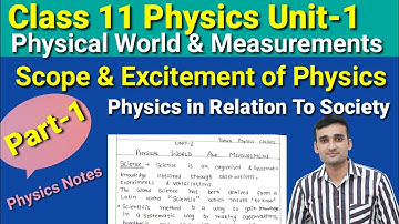 Scope and Excitement of Physics || Physics in relation to Society || Class 11 Physics Unit 1 Part 1