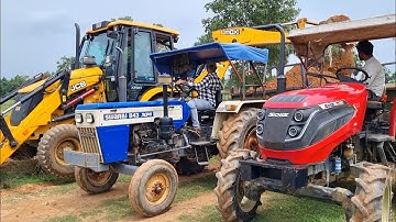 Jcb 3dx Machine Going To Another Village For Mud Loading With Mahindra and Swaraj Tractor | Jcb Gadi