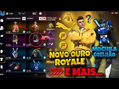 CORRE!! NOVO OURO ROYALE, ATUALIZAÇÃO, PEGUE A CALÇA ANGELICAL? MOCHILA COELHÃO, NOVIDADES FREE FIRE