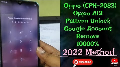 Oppo A12 (CPH-2083) Pattern Unlock||Pin Unlock||Google Account Remove||Frp Bypass With Umt Dongle...