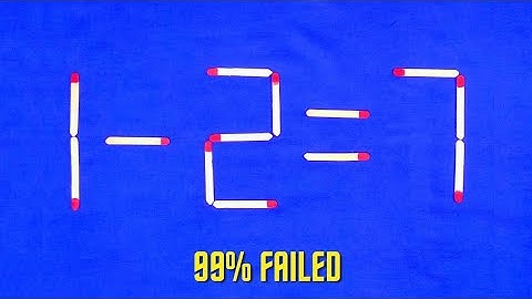 Move only 1 Stick To Make Equation Correct-Matchstick Puzzle  1-2=7 ✓✓
