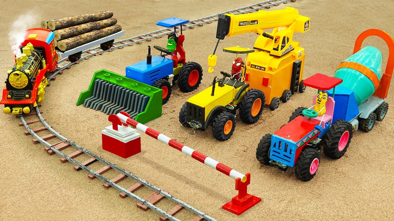 Diy tractor mini Bulldozer rescue Train in accident  diy barrier for mini train  HP Mini
