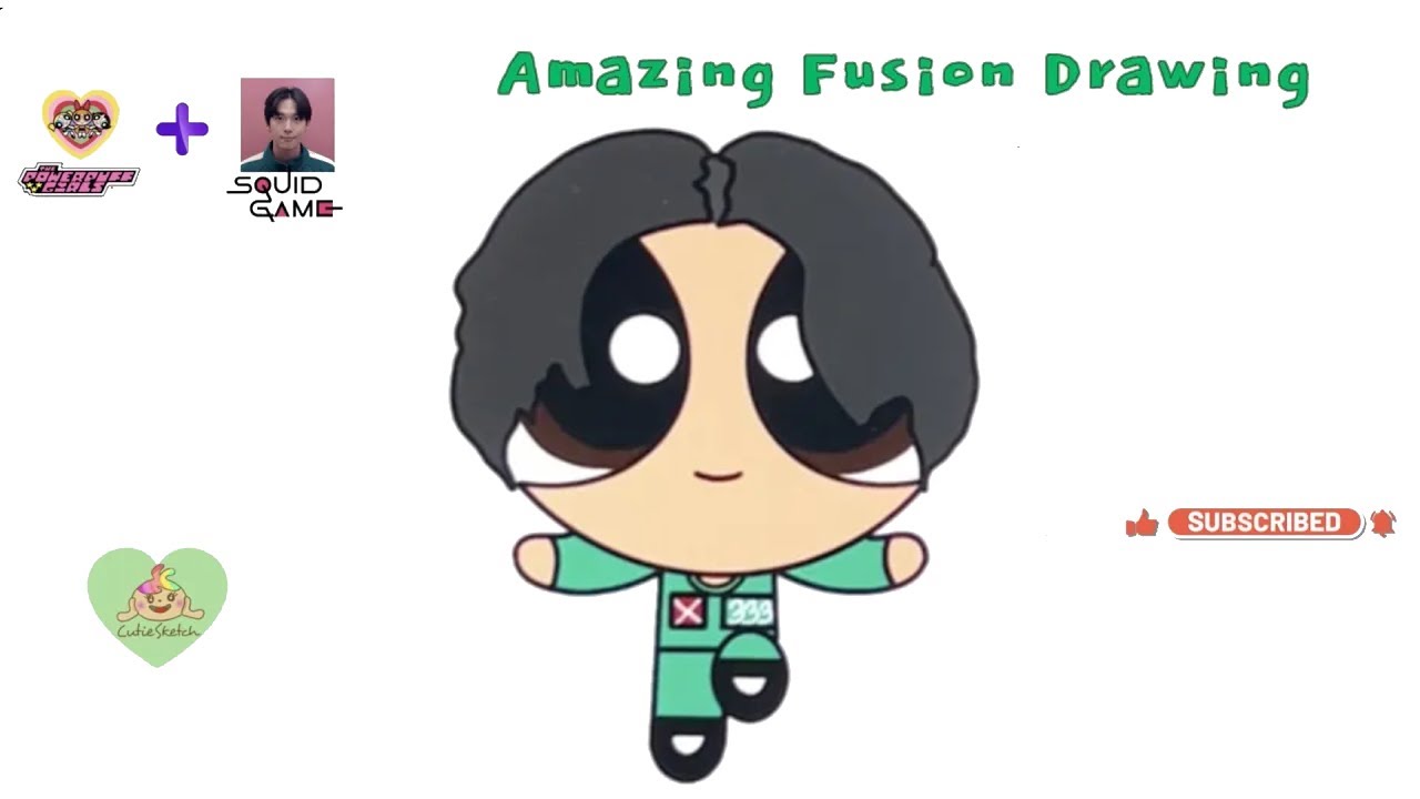 Drawing Player 333 (Lee Myung-gi) Squid Game x Powerpuff Girls Fusion | Cute Crossover Fanart