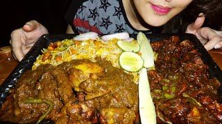 Eating Dry Chilli Chicken, Spicy Chicken Kasha, Mixed Veg Pulao || Homemade Food || ASMR Eating Show