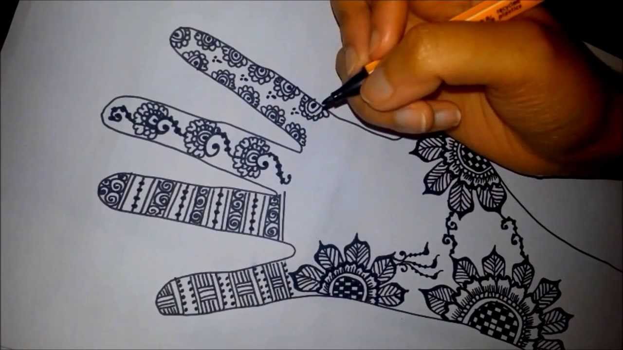 Arabic Floral Henna Easy Mehndi Design On Paper How To Draw