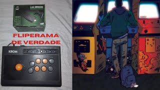 jogando no game stick com o controle krom kumite.