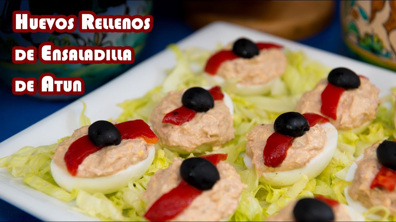 Huevos Rellenos de Ensaladilla de Atun o Tuna Deviled Eggs - YouTube