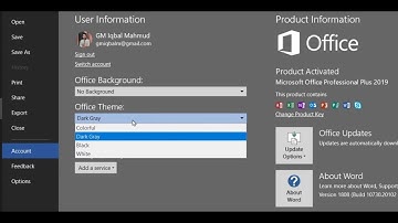 [Easy] Enable Dark mode in MS office - Word, PowerPoint, Excel and all