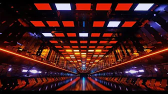 4K Abstract Neon Party Light Square Brick Blue & Red Color Futuristic Video Background Loop No sound