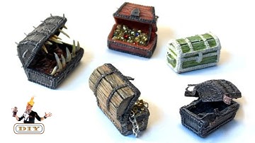 #41 DIY Miniature Treasure Chests & Mimic Tutorial props, Terrain in Balsa for D&D Tabletop RPG