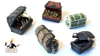 #41 DIY Miniature Treasure Chests & Mimic Tutorial props, Terrain in Balsa for D&D Tabletop RPG's..