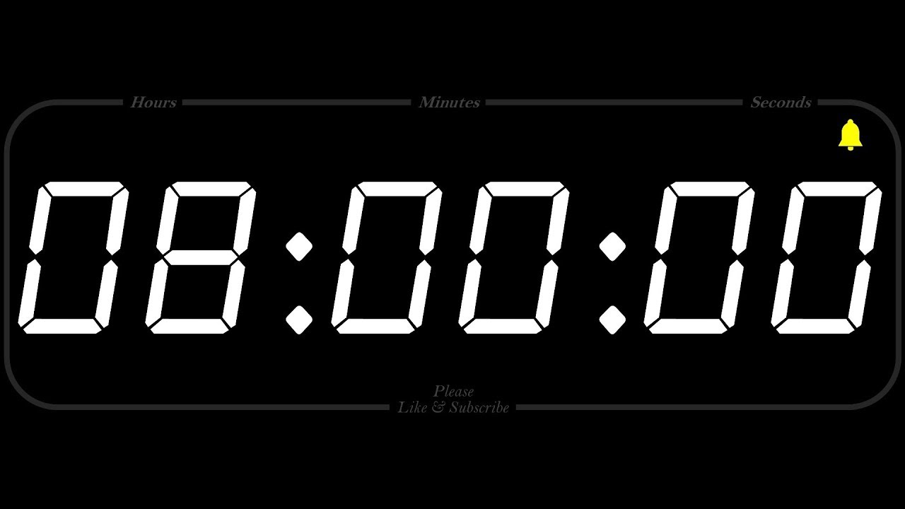 8 Hour - Timer \U0026 Alarm - 1080P - Countdown