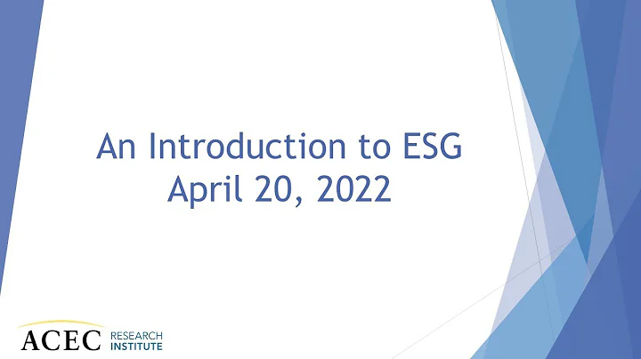 An Introduction to ESG