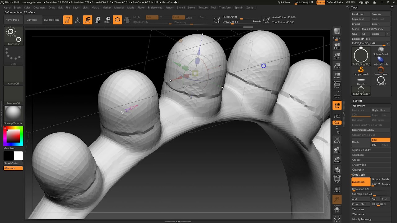 quickly insert primitives with zbrush