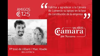 Marc Abadie y MªJosé de Ulibarri, de la empresa BELLEZÓN, felicitan a la Cámara por sus 125 años