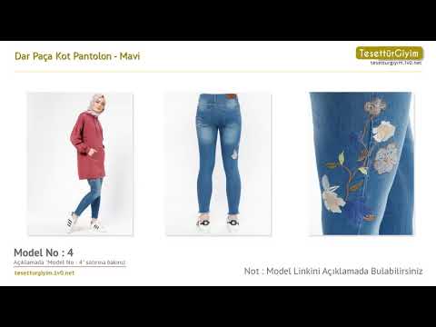 Mavi Dar Paça Kot Pantolon - Tesettür Pantolon Modelleri