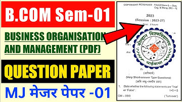 #b.com 1st year business organisation and management question paper  #Kolhan University chaibasa