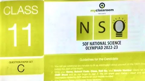 NSO Class 11 | 2022-23 SOF NSO National Science Olympiad Question Paper Class 11 SetC #nso #class11