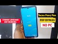 Tecno Pop4 Bc3 Frp Bypass/Google Account Remove Without Pc | Change language Not working | No Gmail