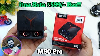 m90 Pro tws earbuds with 1200mah Power Bank Type C Charging high Bass unboxing