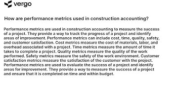 Construction Accounting Performance Metrics