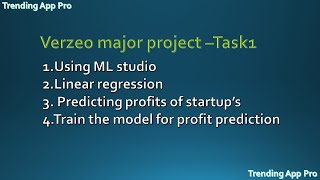 Verzeo cloud computing internship major project using ml studio