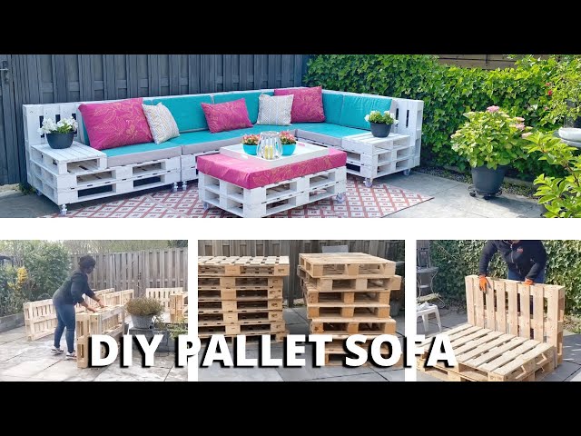 DIY PALLET FURNITURE | How To Build A Pallet Patio Set | Backyard Make over  | Under € 125!!! - YouTube