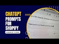 Chatgpt for shopify tutorial  is a free ai your new favorite copywriter